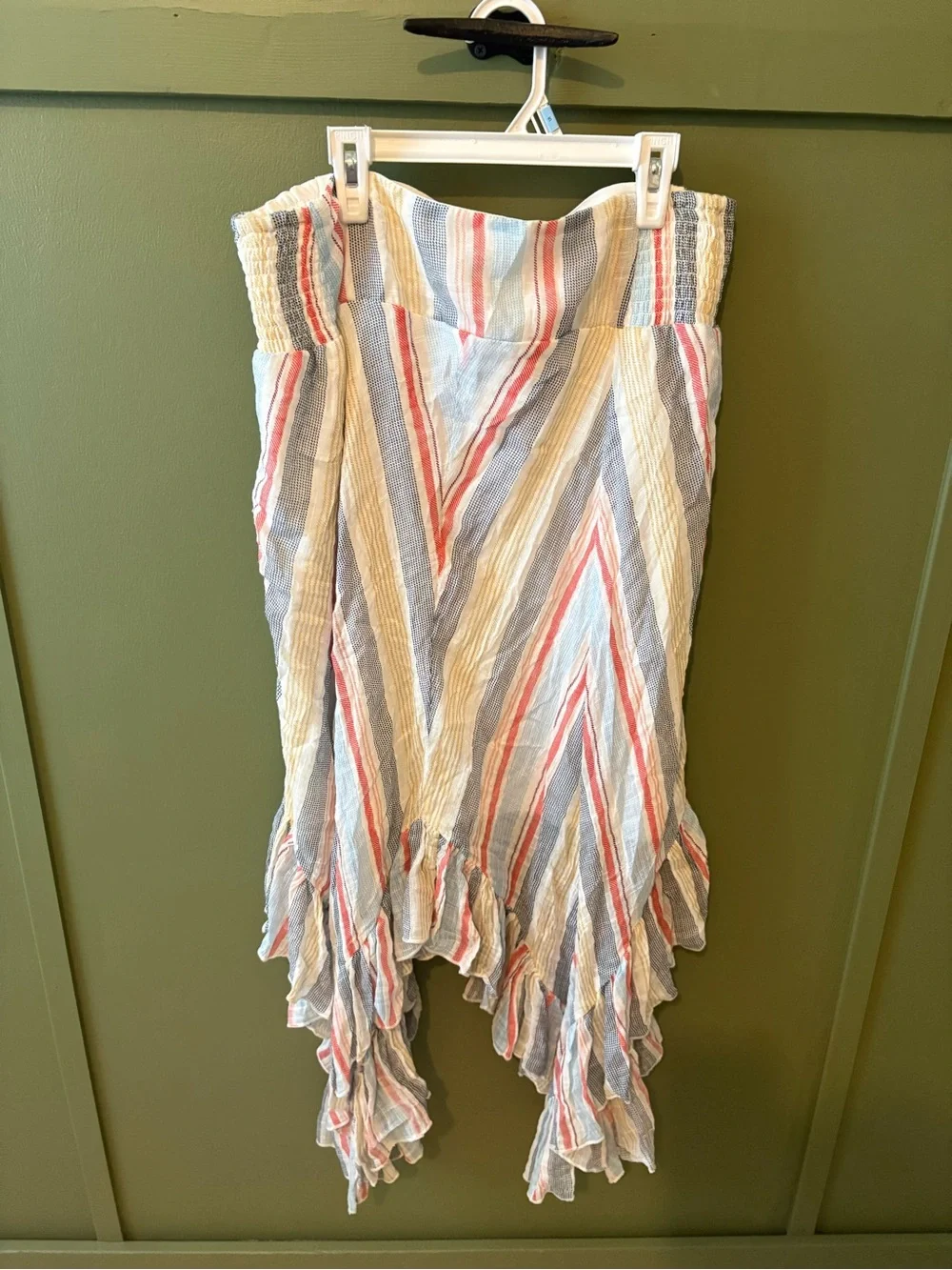 Versona Multicolor Striped Asymmetrical Ruffle Skirt - Picture 4 of 5